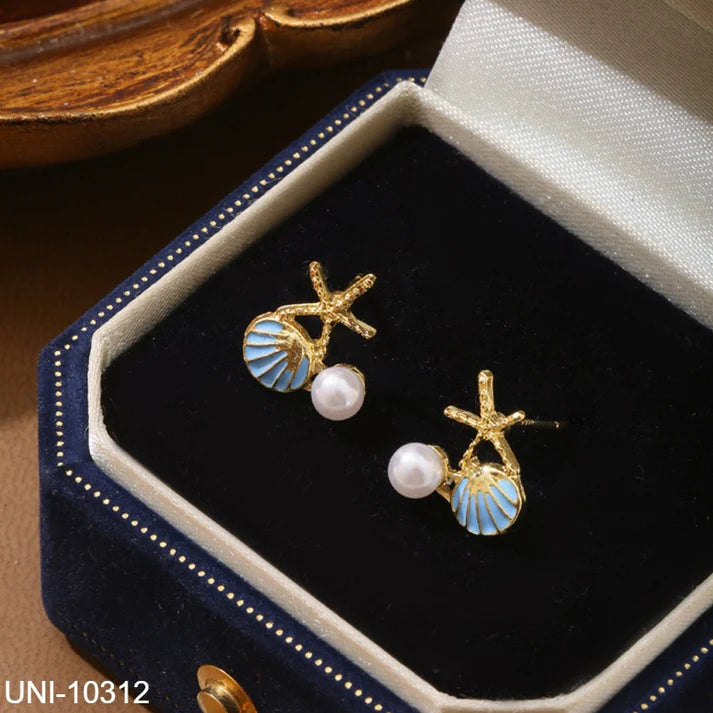 Pearl Blue Sea Shell - Earring