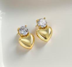 Gold Heart Diamond - Earring