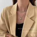 Double Layer Heart Necklace - Silver