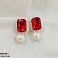 Radiant Ruby Earrings Drop Pair