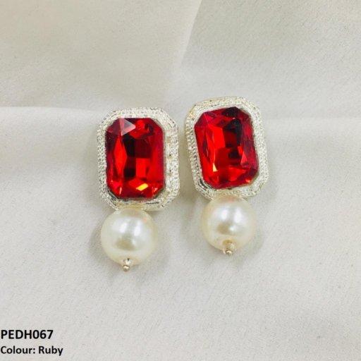 Radiant Ruby Earrings Drop Pair