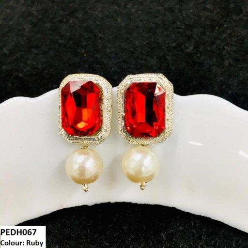 Radiant Ruby Earrings Drop Pair