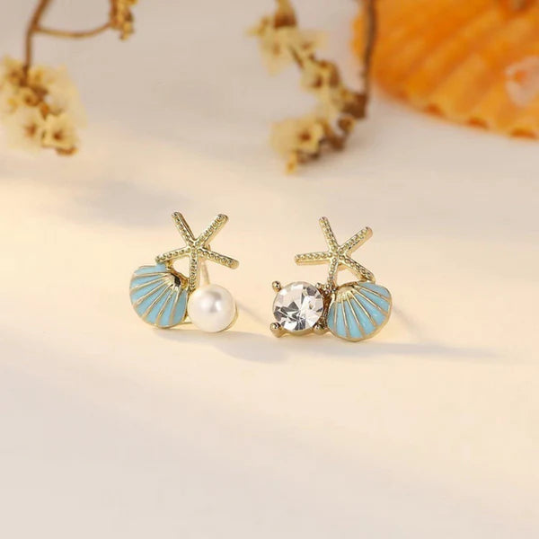 Pearl Blue Sea Shell - Earring