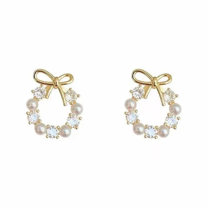 Bow Pearl Wreath - Earring