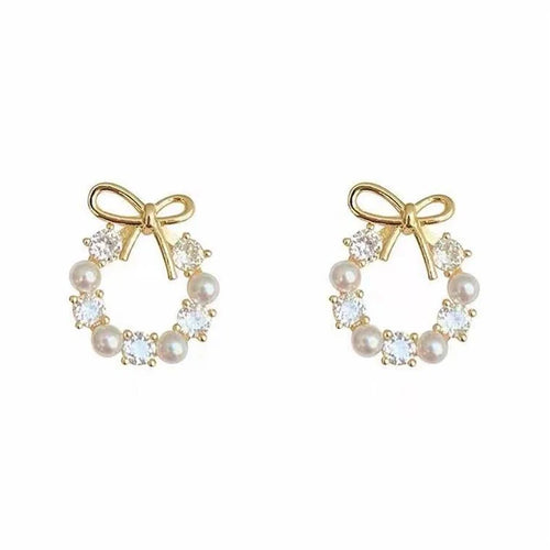 Bow Pearl Wreath - Earring
