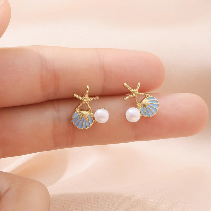 Pearl Blue Sea Shell - Earring