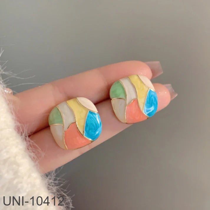 Watercolor Enameled Foiled - Earring