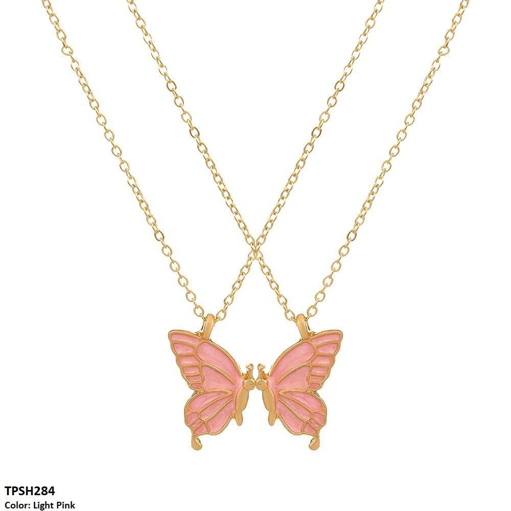 Layer Painted Butterfly Pendant - Pink