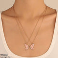 Layer Painted Butterfly Pendant - Pink