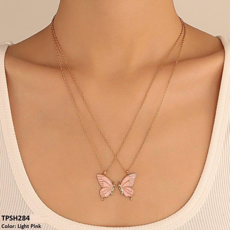 Layer Painted Butterfly Pendant - Pink
