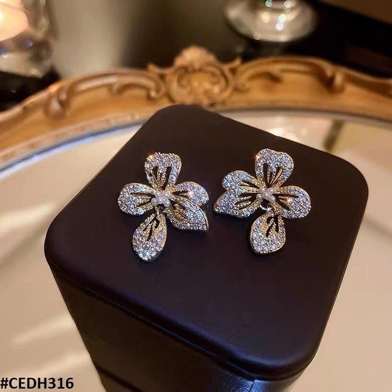 Flower Teardrop Earrings Pair