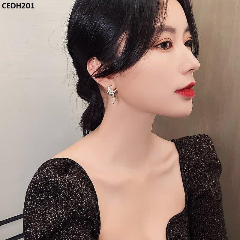 Moon Stars Drop Earrings Pair