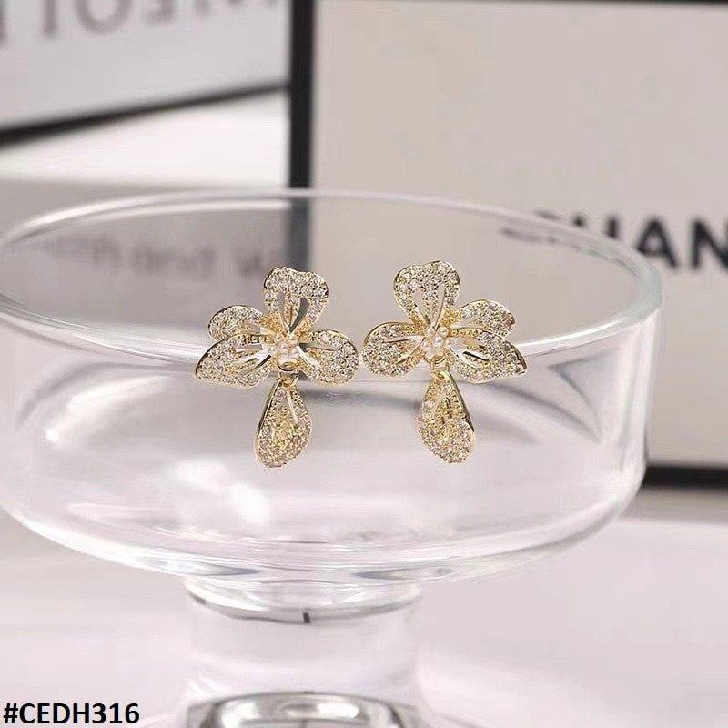 Flower Teardrop Earrings Pair