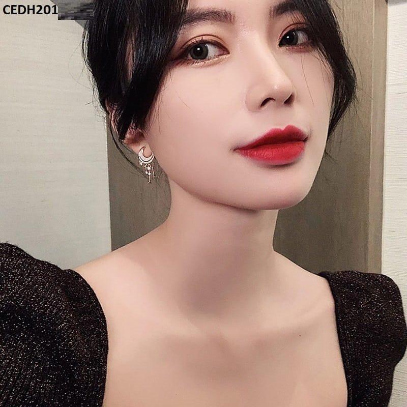 Moon Stars Drop Earrings Pair