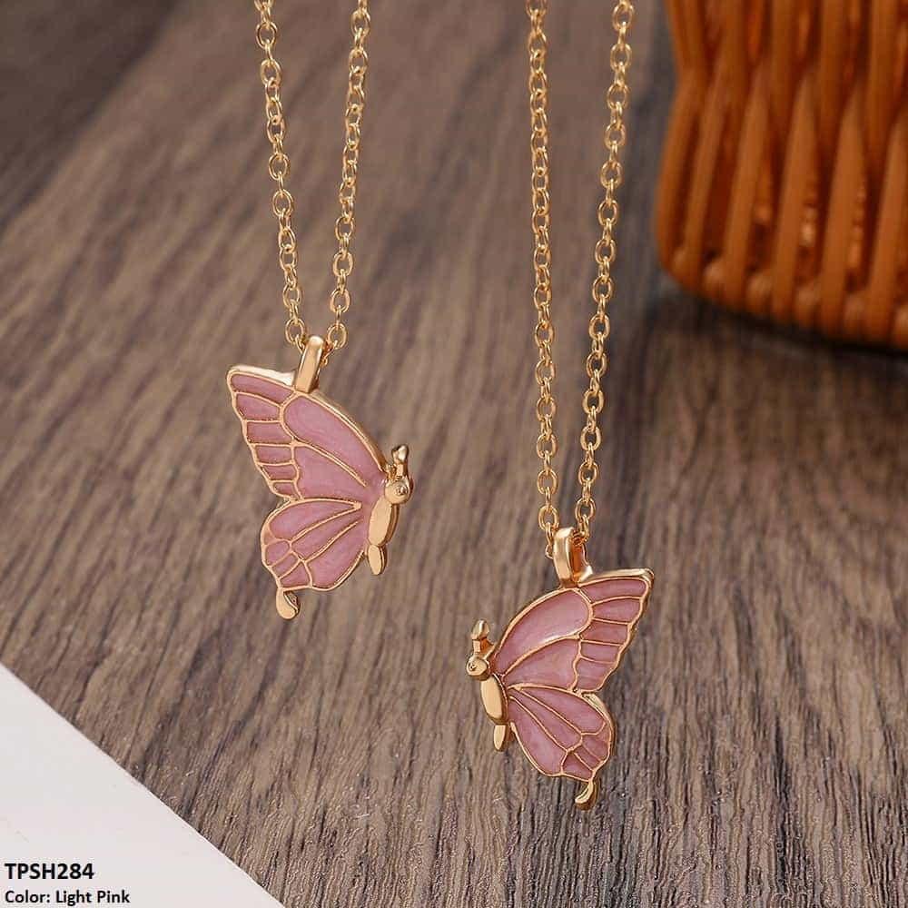 Layer Painted Butterfly Pendant - Pink