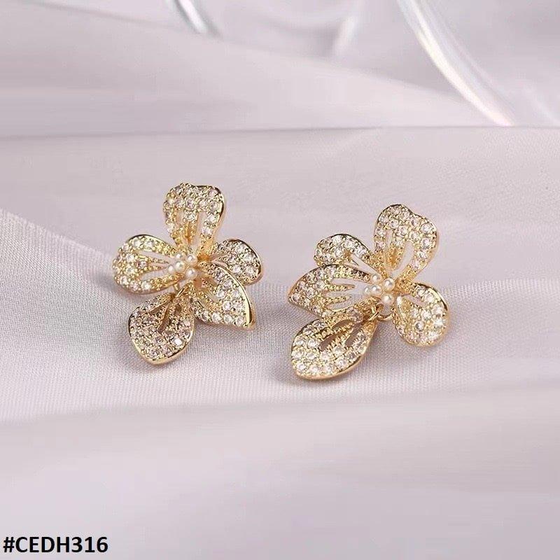 Flower Teardrop Earrings Pair